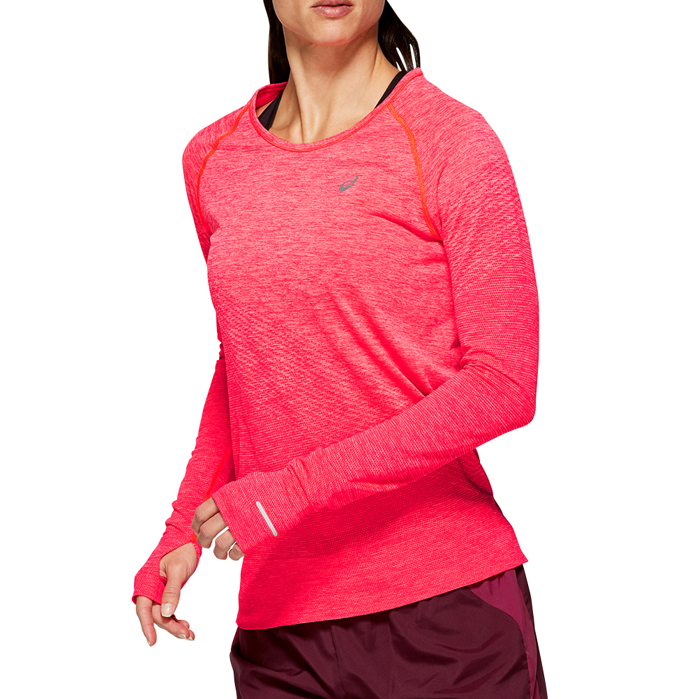 Asics Seamless Texture Long Women's Running Top - Laser Pink | The Running Outlet