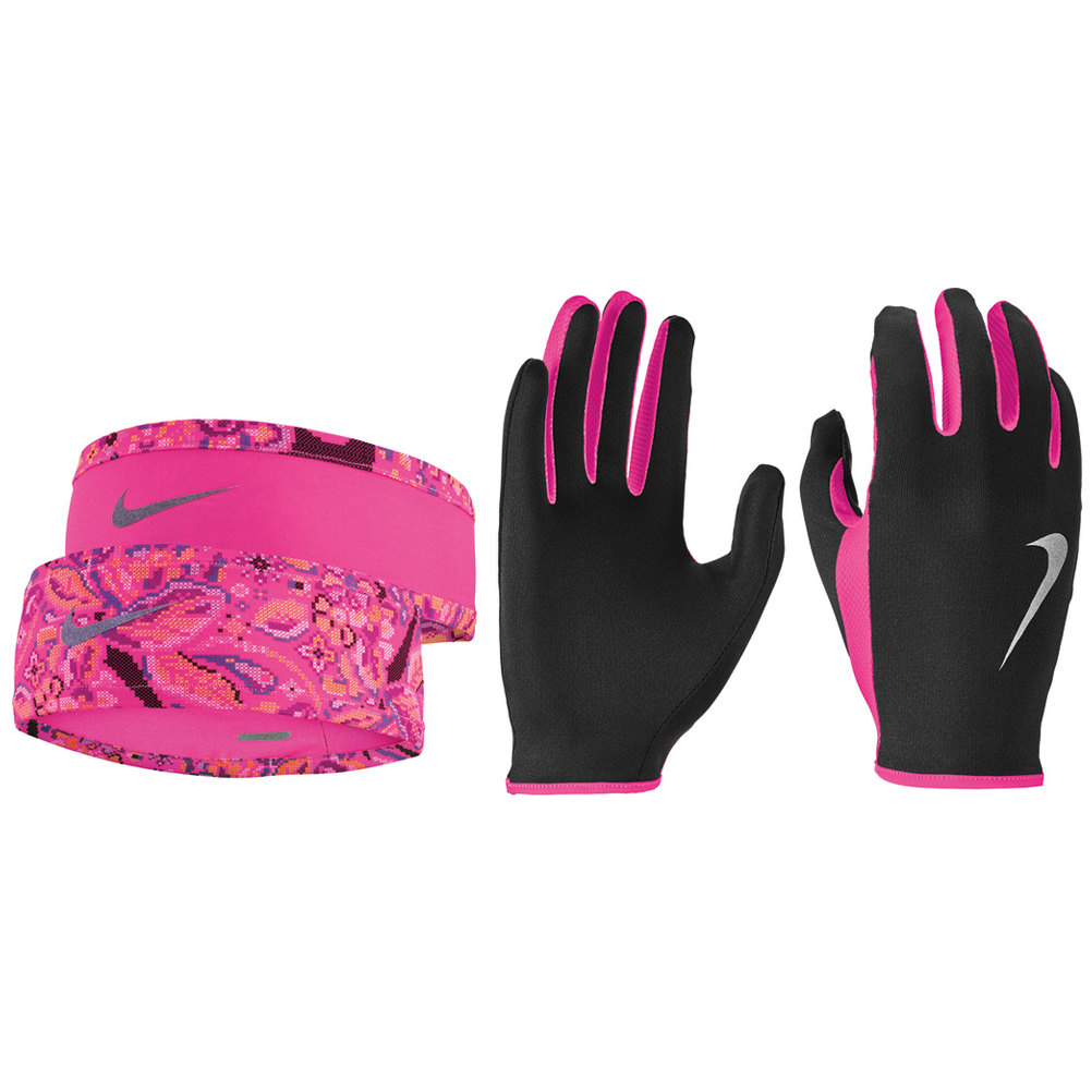 Run Dry Women's Headband Glove Set - Black/Hyper | The Running