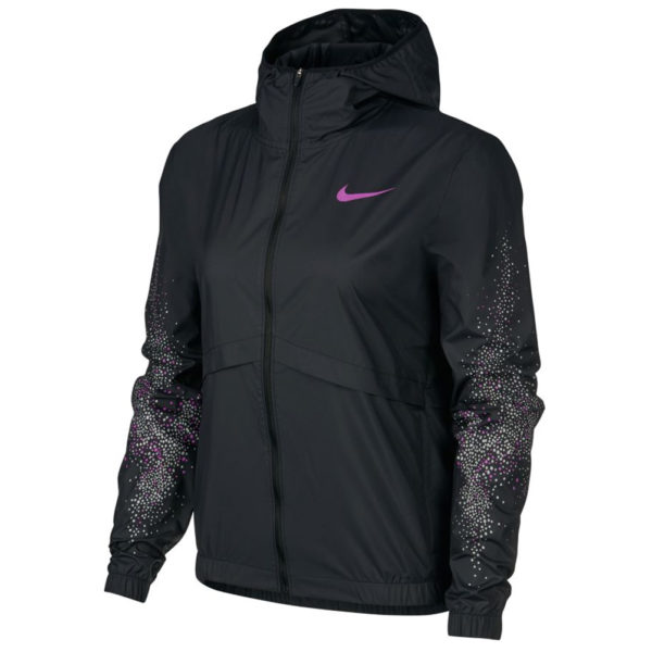 Nike Essential Women's Running Jacket - Black/Vivid Purple Front