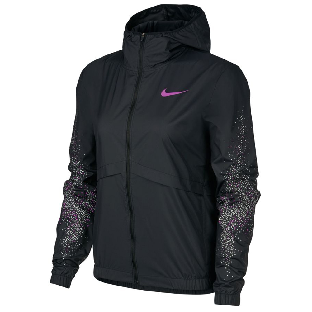 Nike Essential Women's Running Jacket - Black/Vivid Purple | The ...