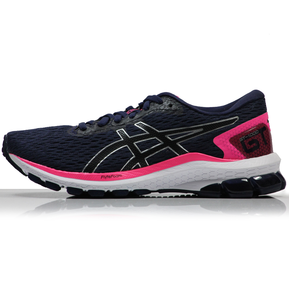 asics black and pink running shoes