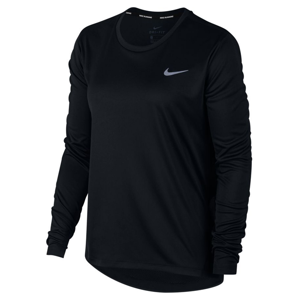Nike Miler Long Sleeve Women's Running Tee - Black/Reflective Silver ...