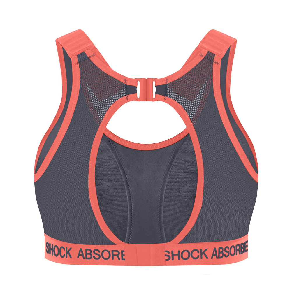 Shock Absorber Ultimate Run Padded Sports Bra - Grey/Coral