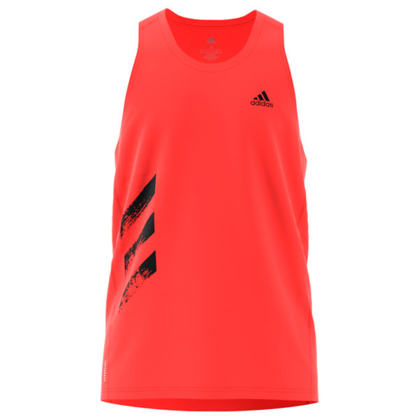 adidas Own the Run 3-Stripes PB singlet solar red front