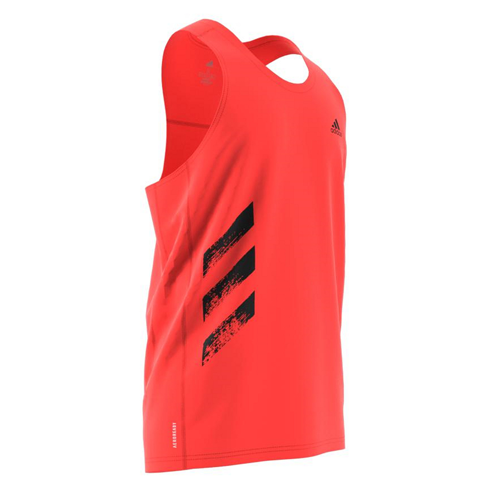 adidas Own the Run 3-Stripes PB Men's Running Singlet - Solar Red | The ...