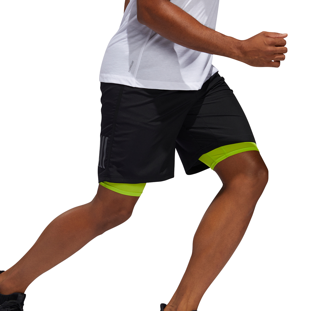 Adidas Own The Run 2in1 5inch Men's Running Short - Black/Semi Solar Slime