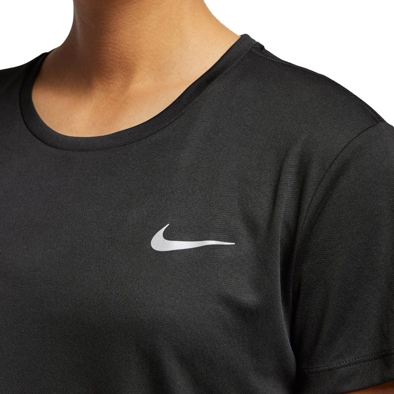 Nike Miler Short Sleeve Women's Running Tee - Black/Reflective Silver ...