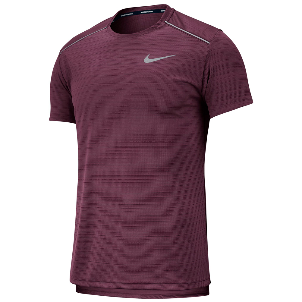 Nike Men's Miler Short Sleeve Running Tee - Villain Red/Reflective ...