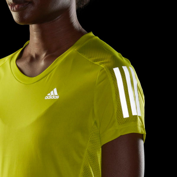 adidas Own The Run Short Sleeve Women's acid yellow sleeve