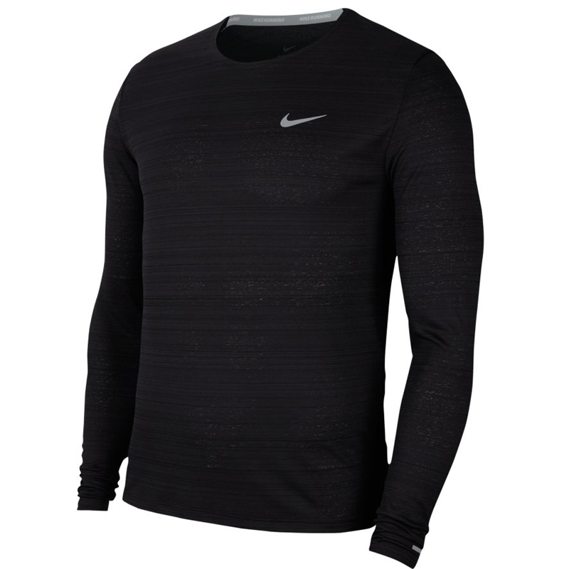 Nike Miler Long Sleeve Men's Running Tee - Black/Reflective Silver ...