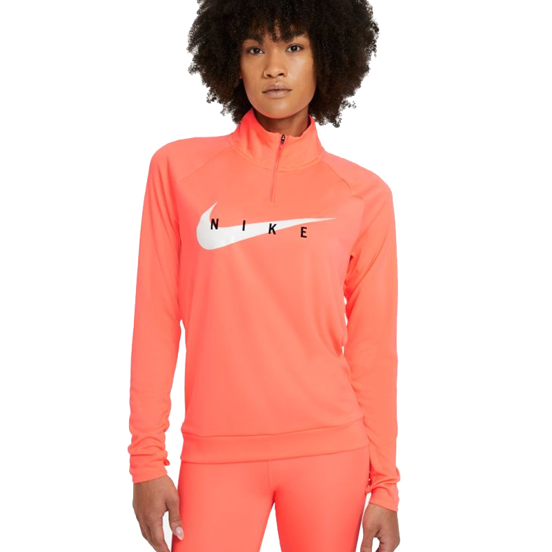 Nike Air Swoosh Run Half-Zip Midlayer Women's Running Top - Bright  Mango/White
