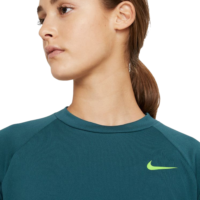 Nike Icon Clash Long Sleeve Women's Running Top - Dark Teal Green/Cyber ...