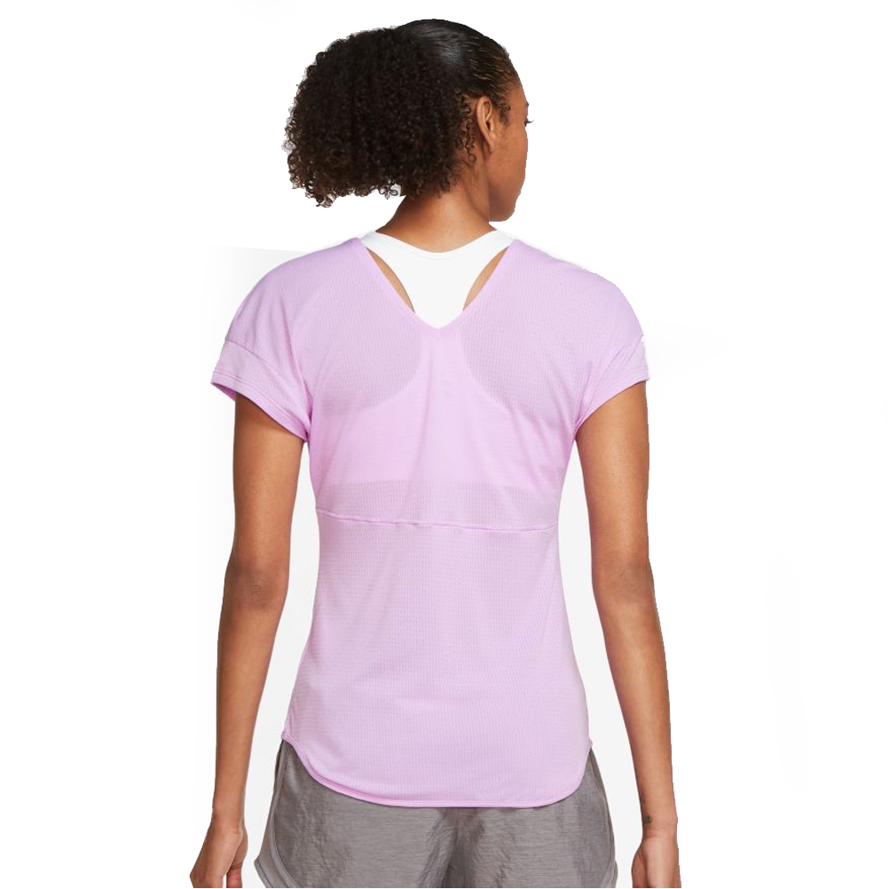 Nike Breathe Short Sleeve Women\'s The Running Outlet - Fuchsia Glow Running Top 