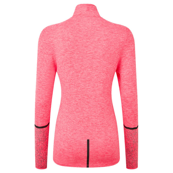 Ronhill Life Night Runner Halfzip Long Sleeve Women's Running Top - Hot Pink Marl/Pewter - Image 2