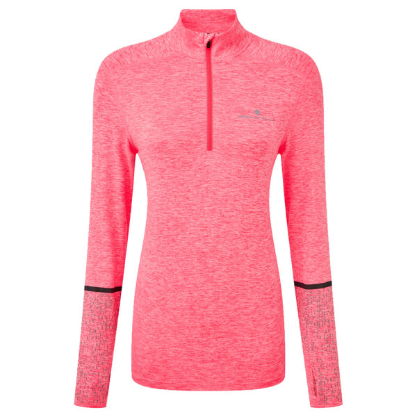 Ronhill Life Night Runner Halfzip Long Sleeve Women's Running Top hot pink front
