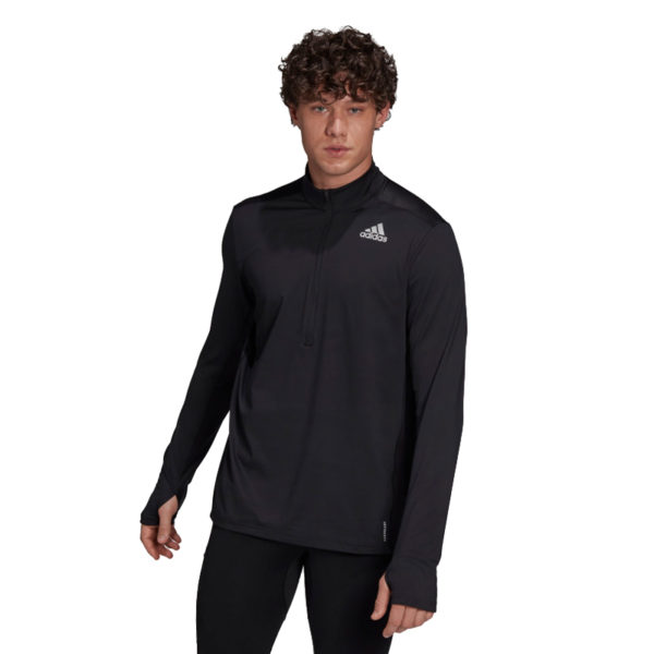 Adidas Own The Run Half Zip Long Sleeve Men's Running Top - Black | The ...