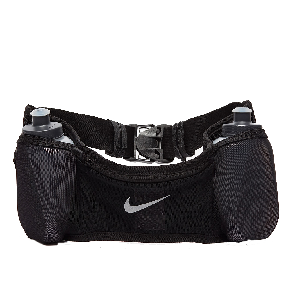 Nike Double Pocket 20oz Flask Belt 3.0 - Black/Silver | The Running Outlet