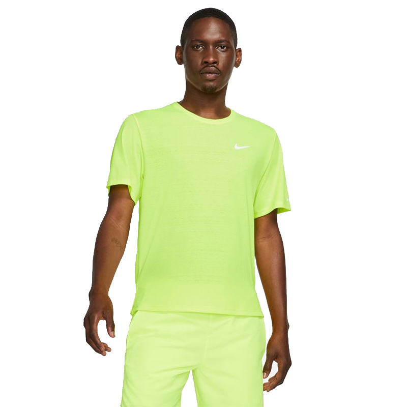 Nike Men's Miler DF Short Sleeve Running Tee -Volt/Reflective Silver ...