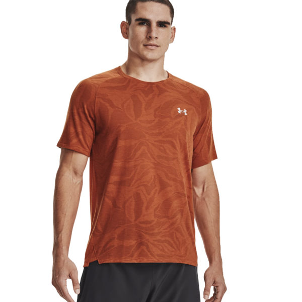 Under Armour Streaker Jacquard Short Sleeve Men's Running Top - Fox/Reflective - Image 3