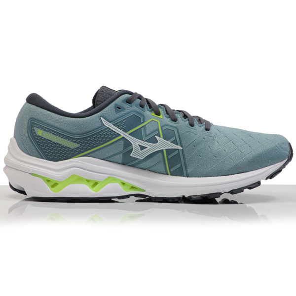 Mizuno Wave Inspire 18 Men's Running Shoe - Smoke Blue/White/Neon Flame - Image 2
