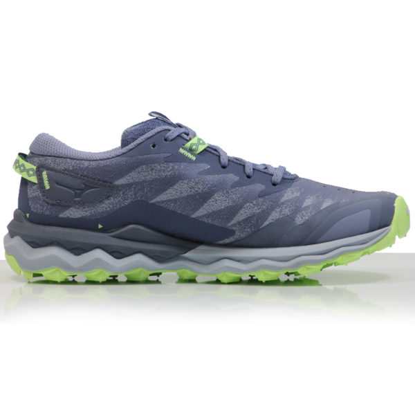Mizuno Wave Daichi 7 Women's Trail Shoe - Vintage Indigo/Subdued Blue/Neo Lime - Image 2
