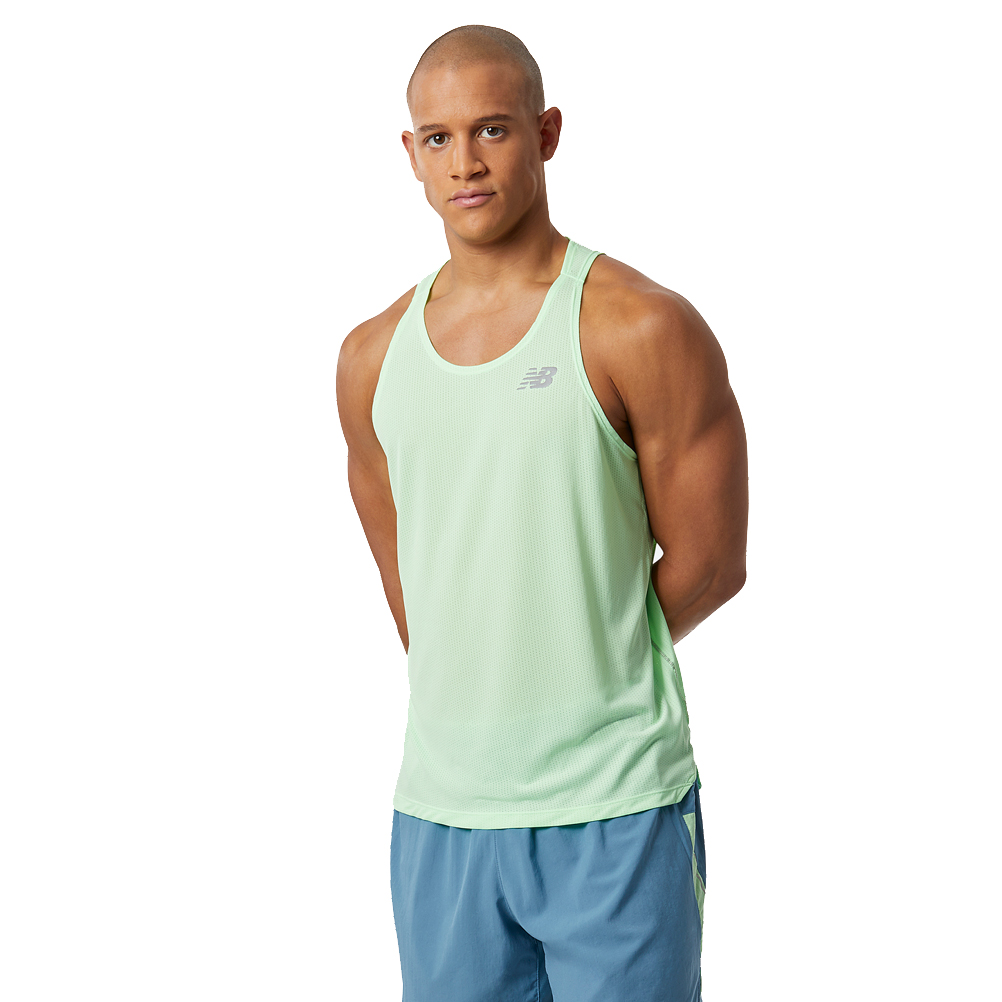 New Balance Impact Men s Running Singlet Vibrant Spring Glo The Running Outlet