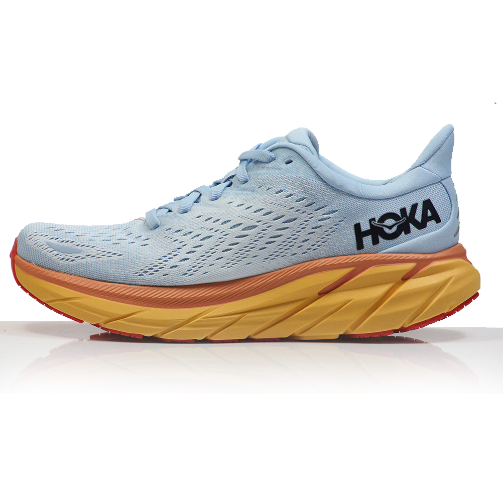 Hoka One One Clifton 8 Women's Wide Fit Running Shoe - Summer Song/Ice ...