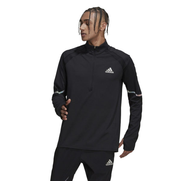 adidas Fast Half Zip Men's Running Top - Black - Image 2