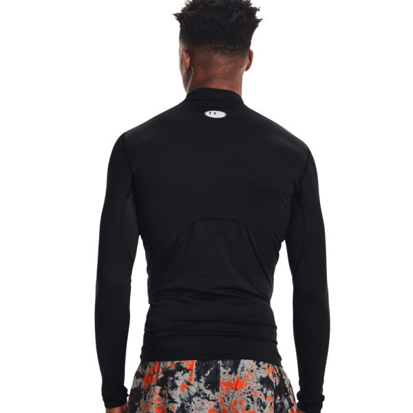 Under Armour Men's ColdGear Compression Mock Long Sleeve Top - Black/White - Image 2