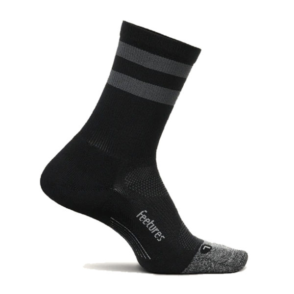 Feetures Elite Light Cushion Mini Crew Running Sock - Black High Top Strip