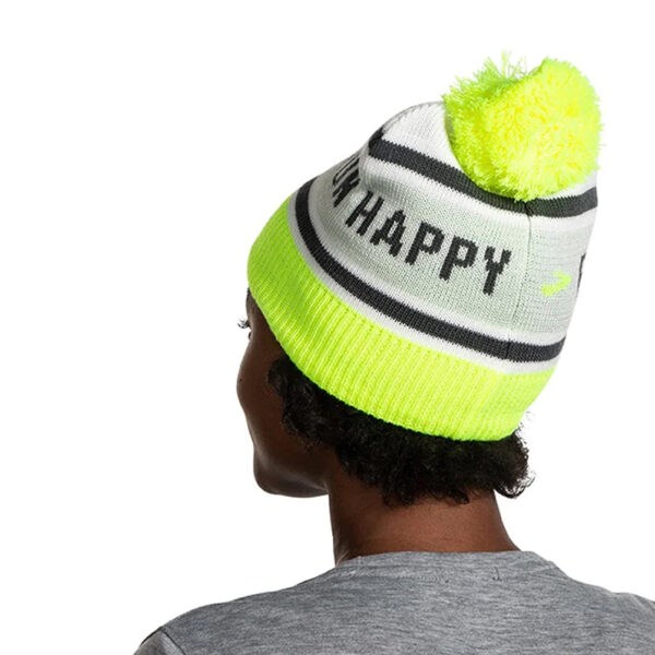 Brooks Heritage Pom Beanie - Run Happy White - Image 3
