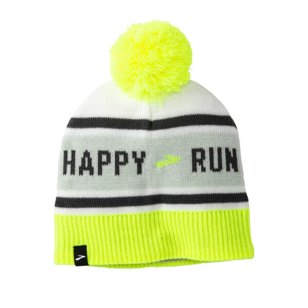 Brooks Heritage Pom Beanie - Run Happy White