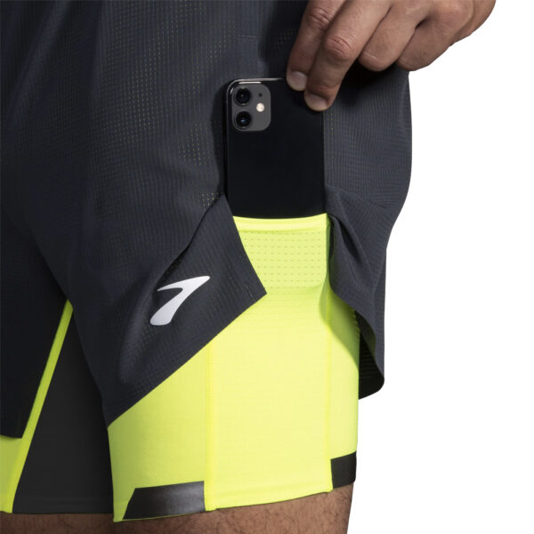 Brooks Run Visible 2in1 5inch Men's Running Short - Asphalt/Nightlife - Image 4