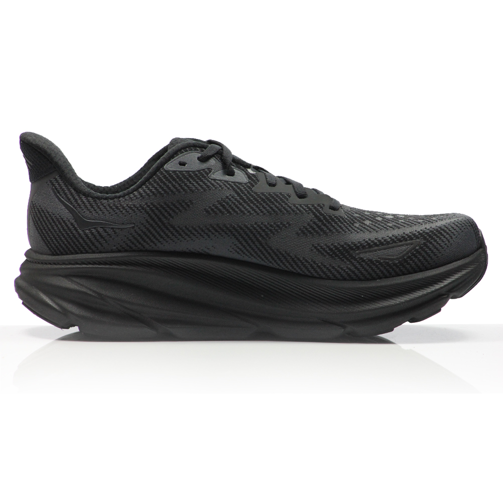 Hoka One One Clifton 9 Men's 2E Wide Fit Running Shoe - Black/Black ...