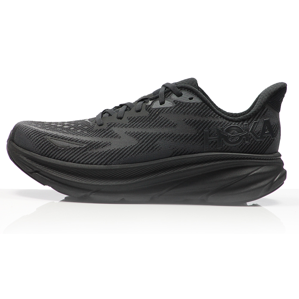Hoka One One Clifton 9 Men's 2E Wide Fit Running Shoe - Black/Black ...
