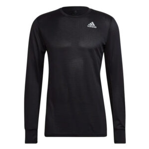 adidas Own The Run Long Sleeve Men's Running Tee black silver front
