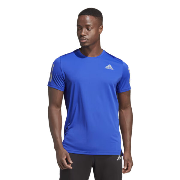 adidas Own The Run Short Sleeve Men's Running Tee blue model front