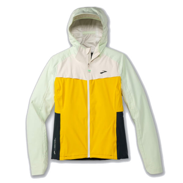 Brooks High Point Waterproof Women's Running Jacket - Lemon/Ecru/Glacier Green - Image 4