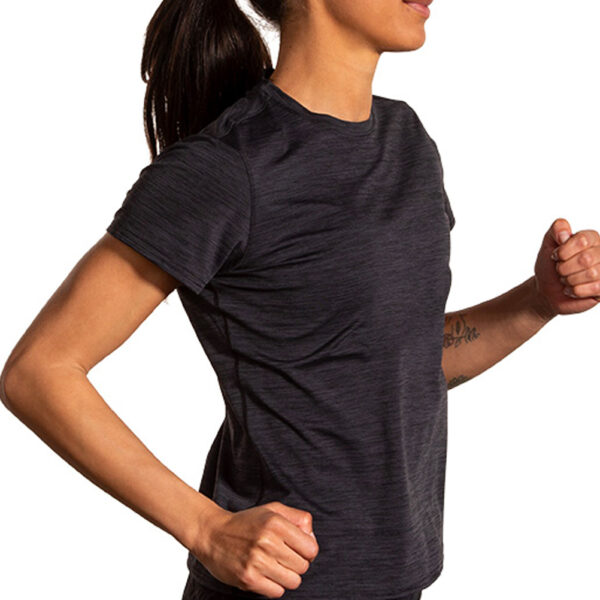 Brooks Luxe Short Sleeve Women's Running Tee - Htr Deep Black - Image 3