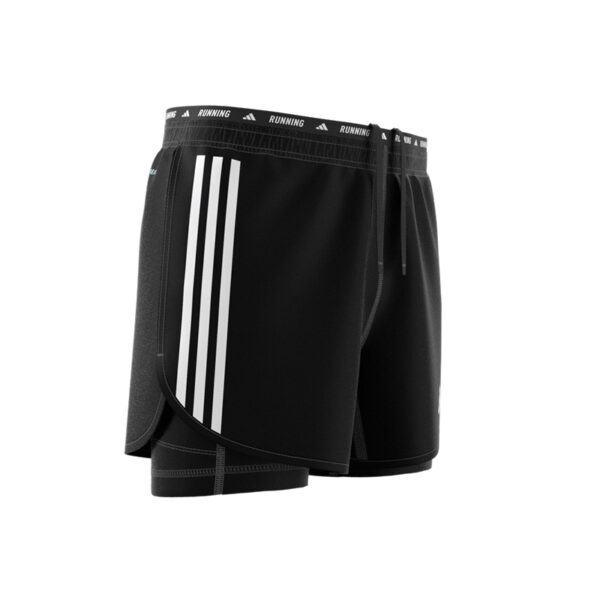 Adidas Own The Run 3 Stripes 2in1 Men's Running Short - Black - Image 2