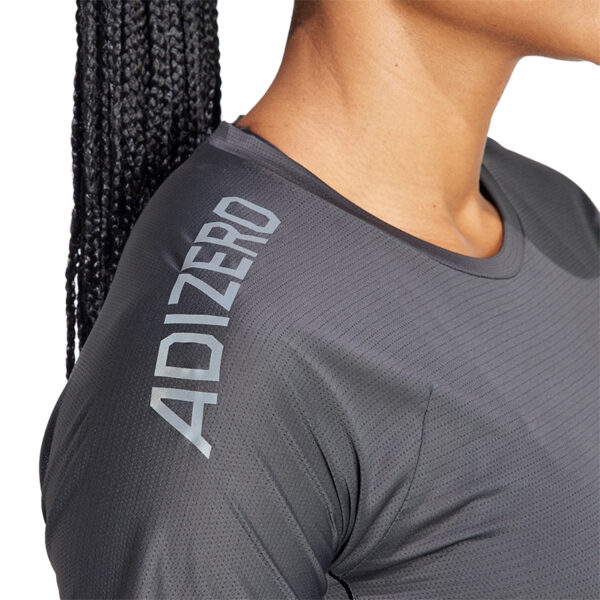 adidas Adizero Women's Running Short Sleeve Tee - Black/Grey Six - Image 4