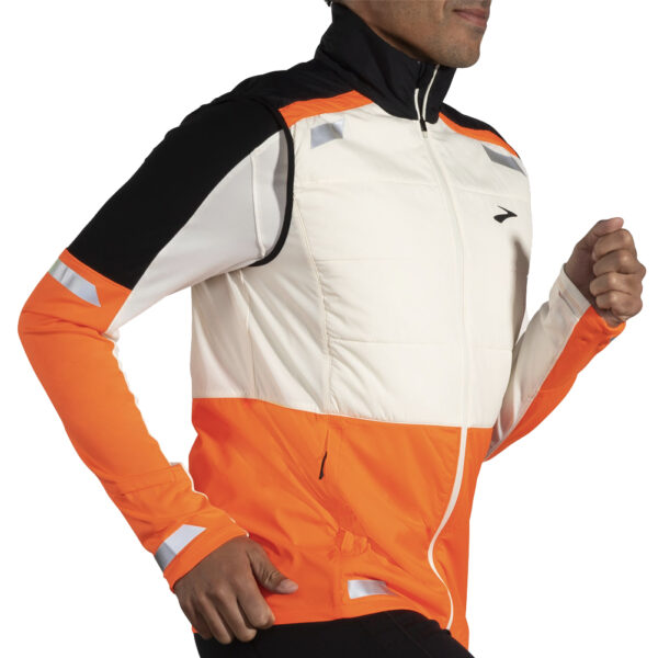 Brooks Run Visible 2.0 Insulated Men's Running Vest - Ecru/Fluoro Flash/Black - Image 3
