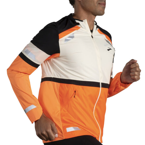 Brooks Run Visible 2.0 Men's Running Jacket - Ecru/Fluoro Flash/Black - Image 3