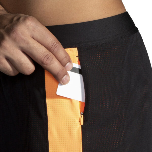 Brooks Run Visible 2.0 5inch 2in1 Men's Running Short - Black/Ecru/Fluoro Flash - Image 6