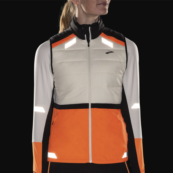 Brooks Run Visible 2.0 Insulated Women's Running Vest - Ecru/Fluoro Flash/Black - Image 5