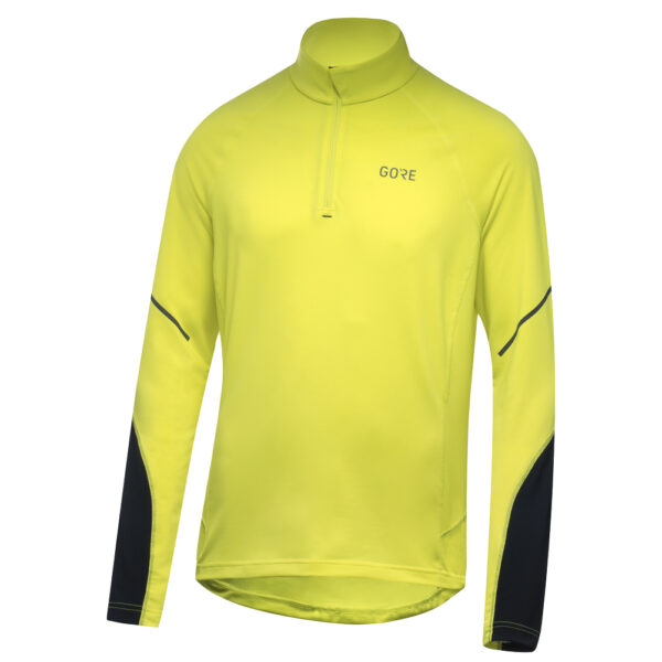 GoreWear Mid Long Sleeve Half Zip Men's Running Top - Neon Yellow - Image 3