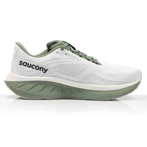 Saucony Ride 18 Men's Running Shoe - White/Olivine - Image 2