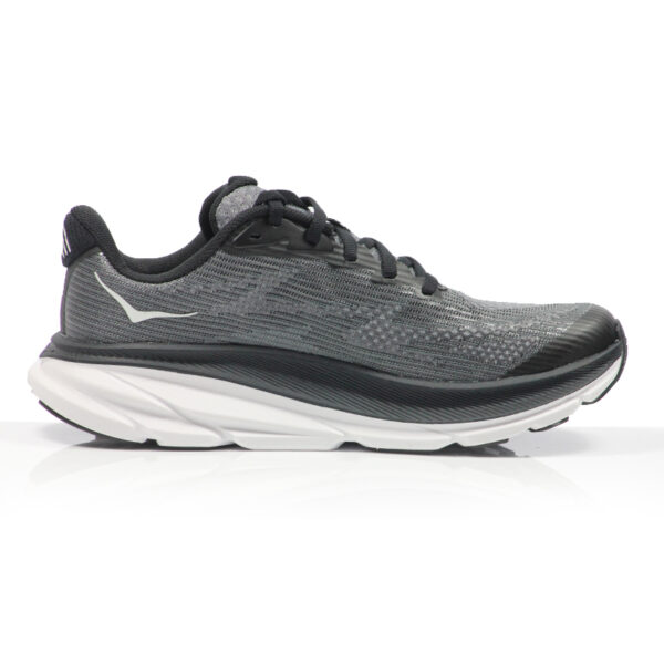 Hoka One One Clifton 9 Junior Running Shoe - Black/White - Image 2