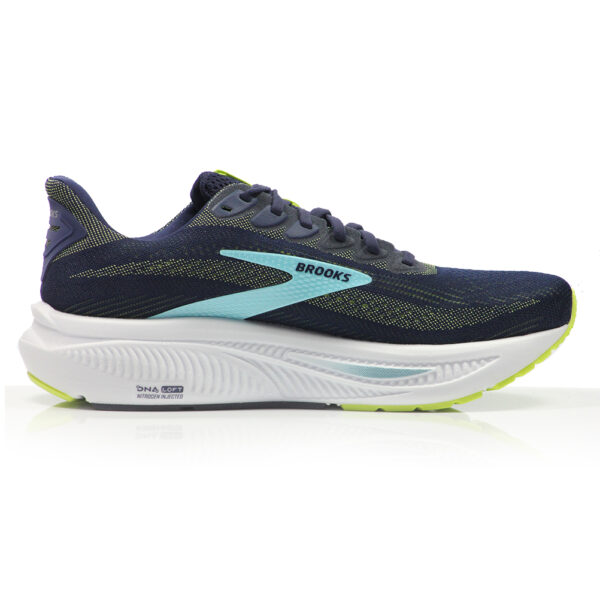 Brooks Ghost 17 Men's 2E Wide Fit Running Shoe - Peacoat/Lime/Blue - Image 2