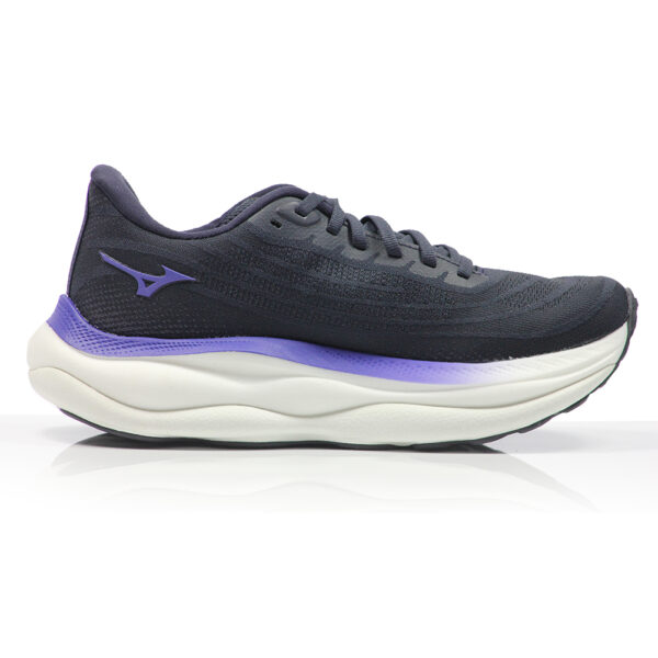 Mizuno Wave Sky 9 Women's Running Shoe - Odyssey Grey/Striking Coral/Iris Bloom - Image 2